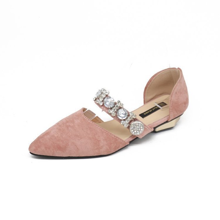 Valentina Rhinestone Beaded Hollow Low - heeled Shoes - AZVA