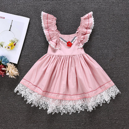Fatima Short Sleeve Lace Sweet Slim Dress