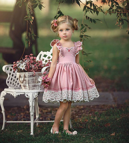 Fatima Short Sleeve Lace Sweet Slim Dress
