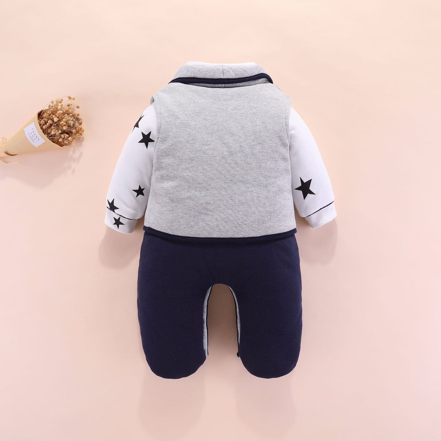 Alfie Baby Winter Romper - Close-up detail of soft fabric and quality stitching