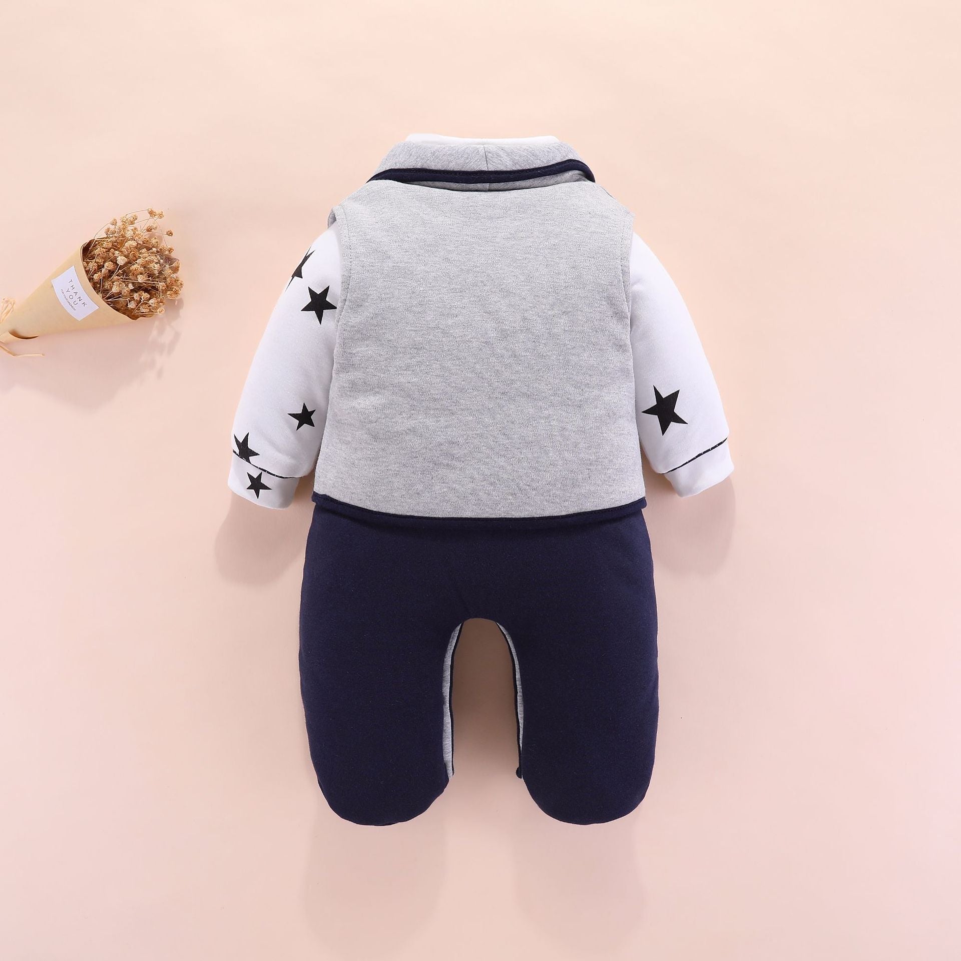Alfie Baby Winter Romper - Close-up detail of soft fabric and quality stitching