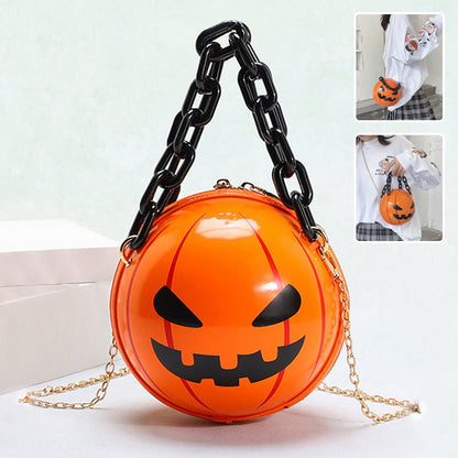 Amanda Halloween Pumpkin Ball Handbags With Chain - AZVA