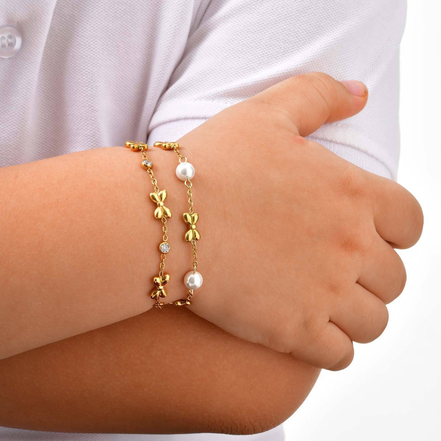 Devine Stainless Steel Cross Chain Golden Bracelet - AZVA