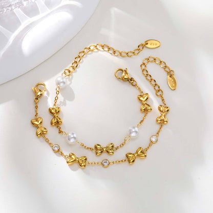 Devine Stainless Steel Cross Chain Golden Bracelet - AZVA