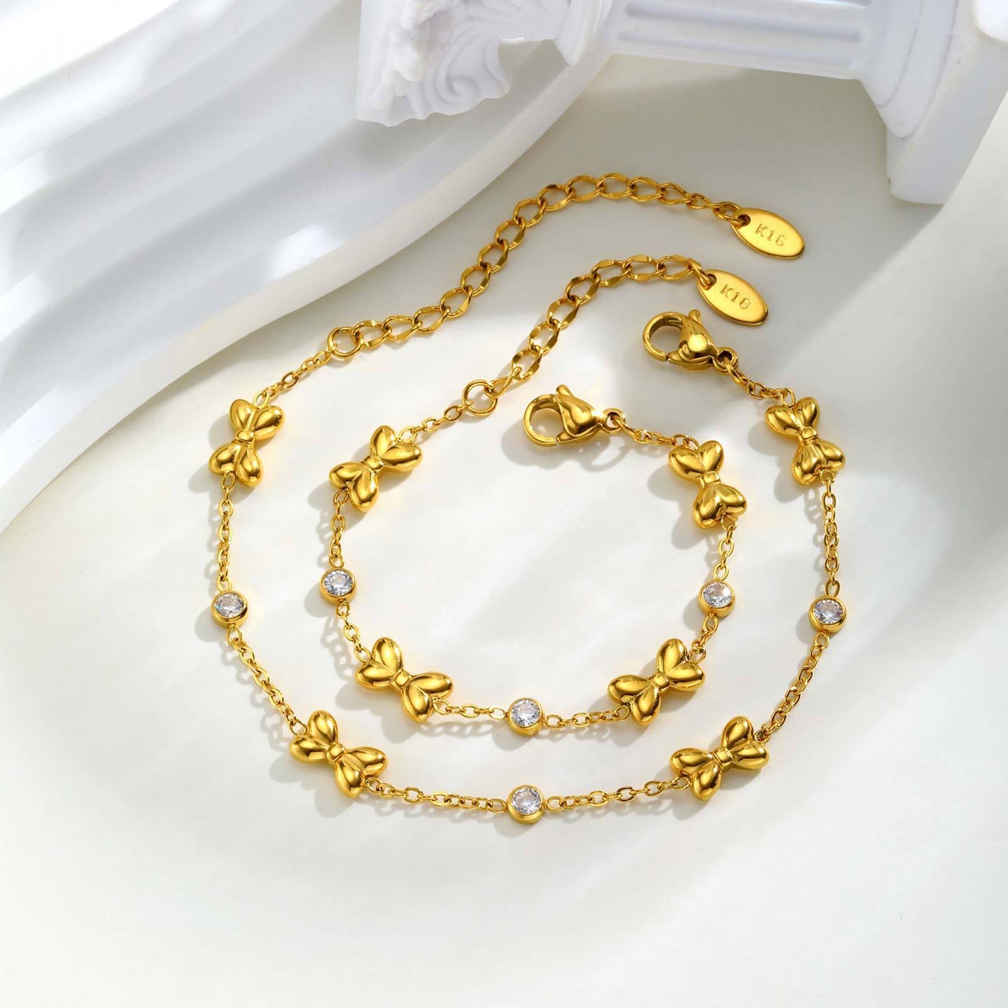 Devine Stainless Steel Cross Chain Golden Bracelet - AZVA