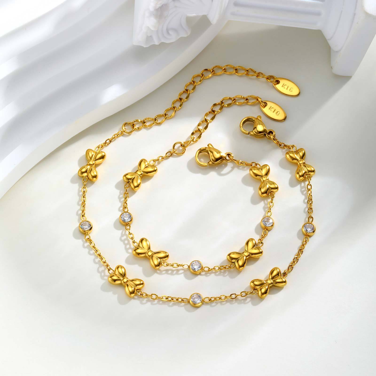 Devine Stainless Steel Cross Chain Golden Bracelet - AZVA