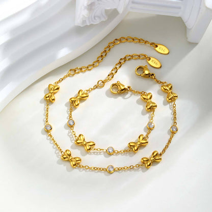 Devine Stainless Steel Cross Chain Golden Bracelet - AZVA