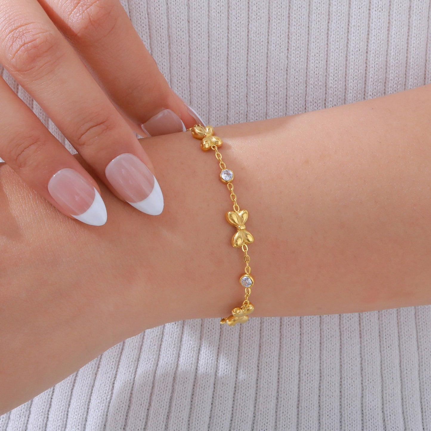 Devine Stainless Steel Cross Chain Golden Bracelet - AZVA