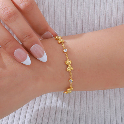 Devine Stainless Steel Cross Chain Golden Bracelet - AZVA