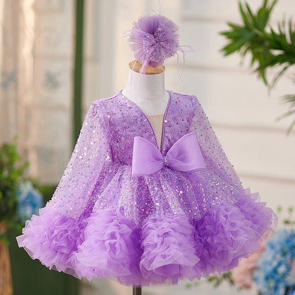 Erine Purple Tulle Dress - AZVA