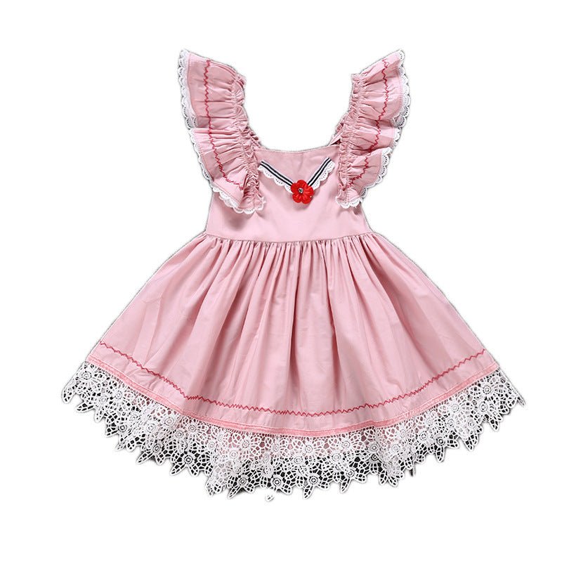 Fatima Short Sleeve Lace Sweet Slim Dress - AZVA