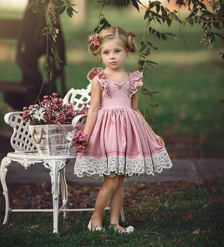 Fatima Short Sleeve Lace Sweet Slim Dress - AZVA