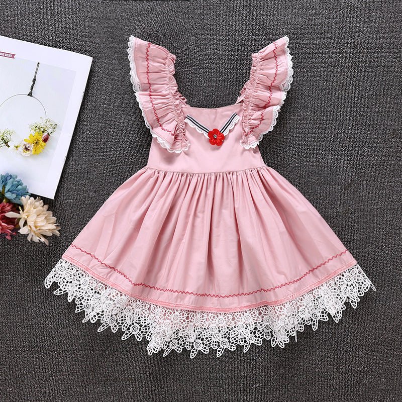 Fatima Short Sleeve Lace Sweet Slim Dress - AZVA