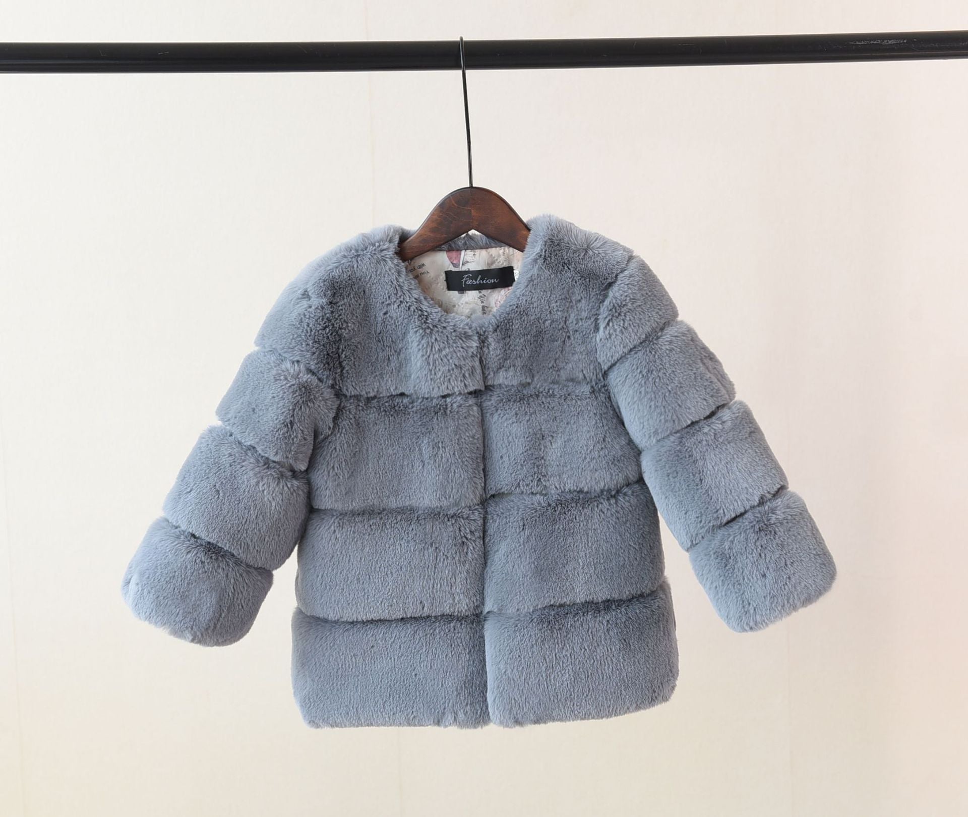 Faux Fur Middle And Large Girls Top Coat - AZVA