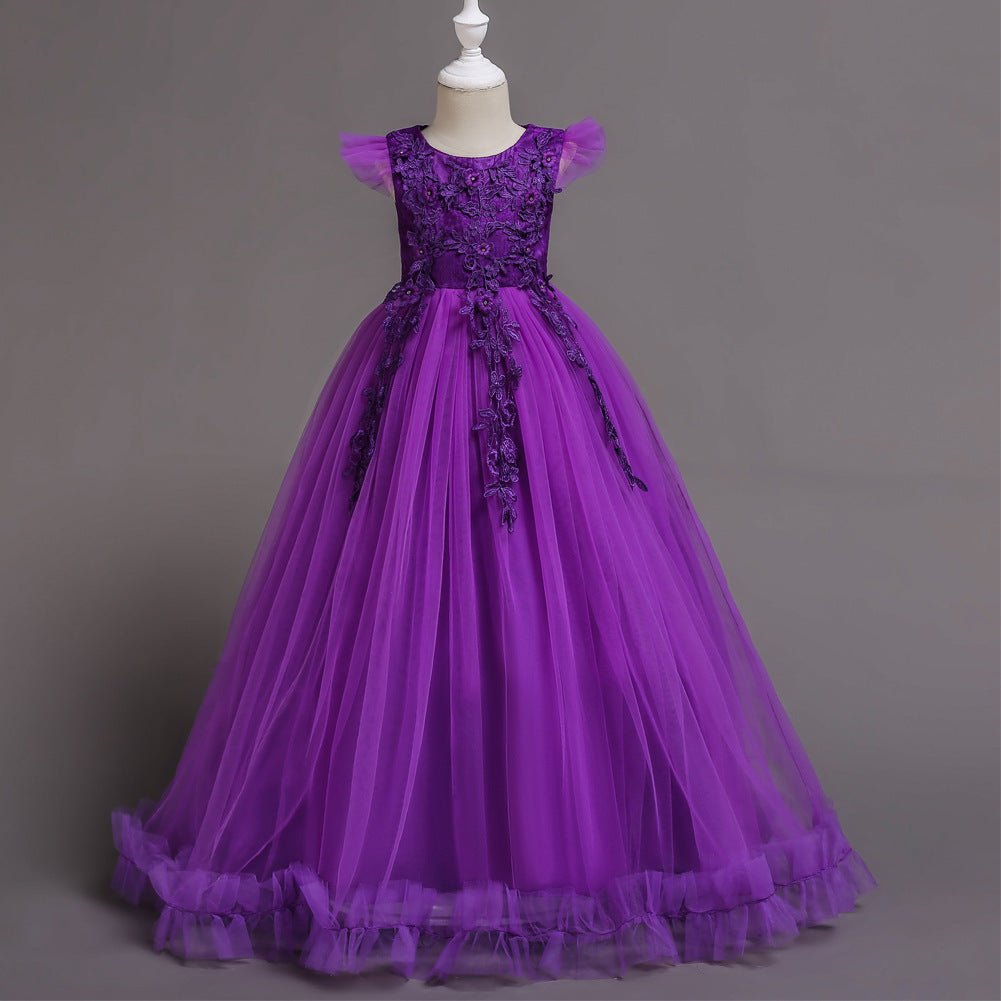 Joanne Lace Embroidered Long Dress - AZVA