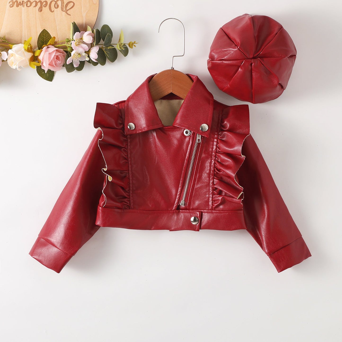 Judy Ruffle Leather Jacket - AZVA