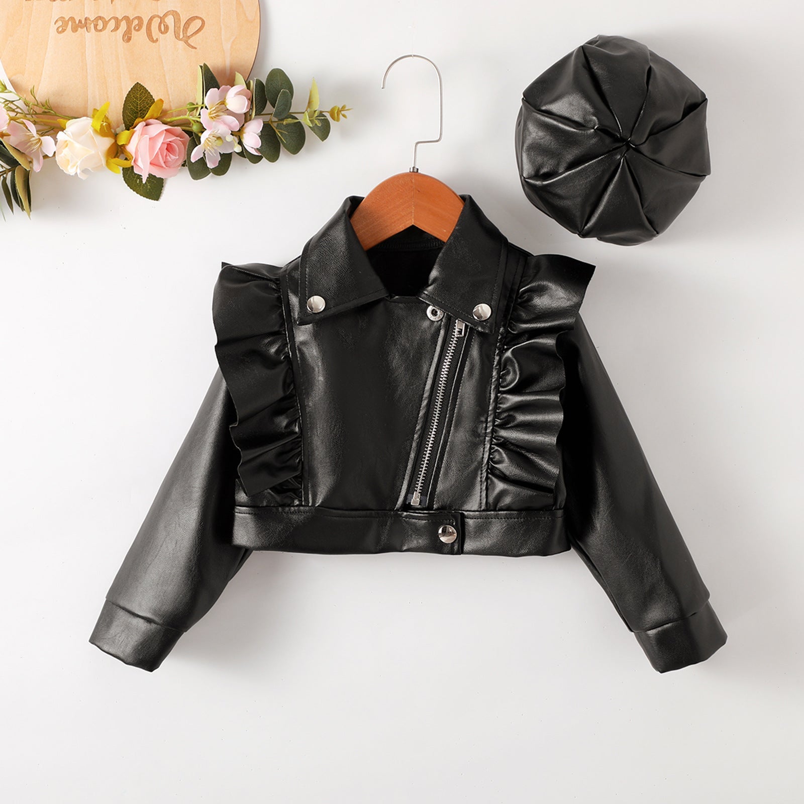 Judy Ruffle Leather Jacket - AZVA