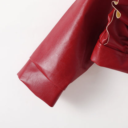 Judy Ruffle Leather Jacket - AZVA