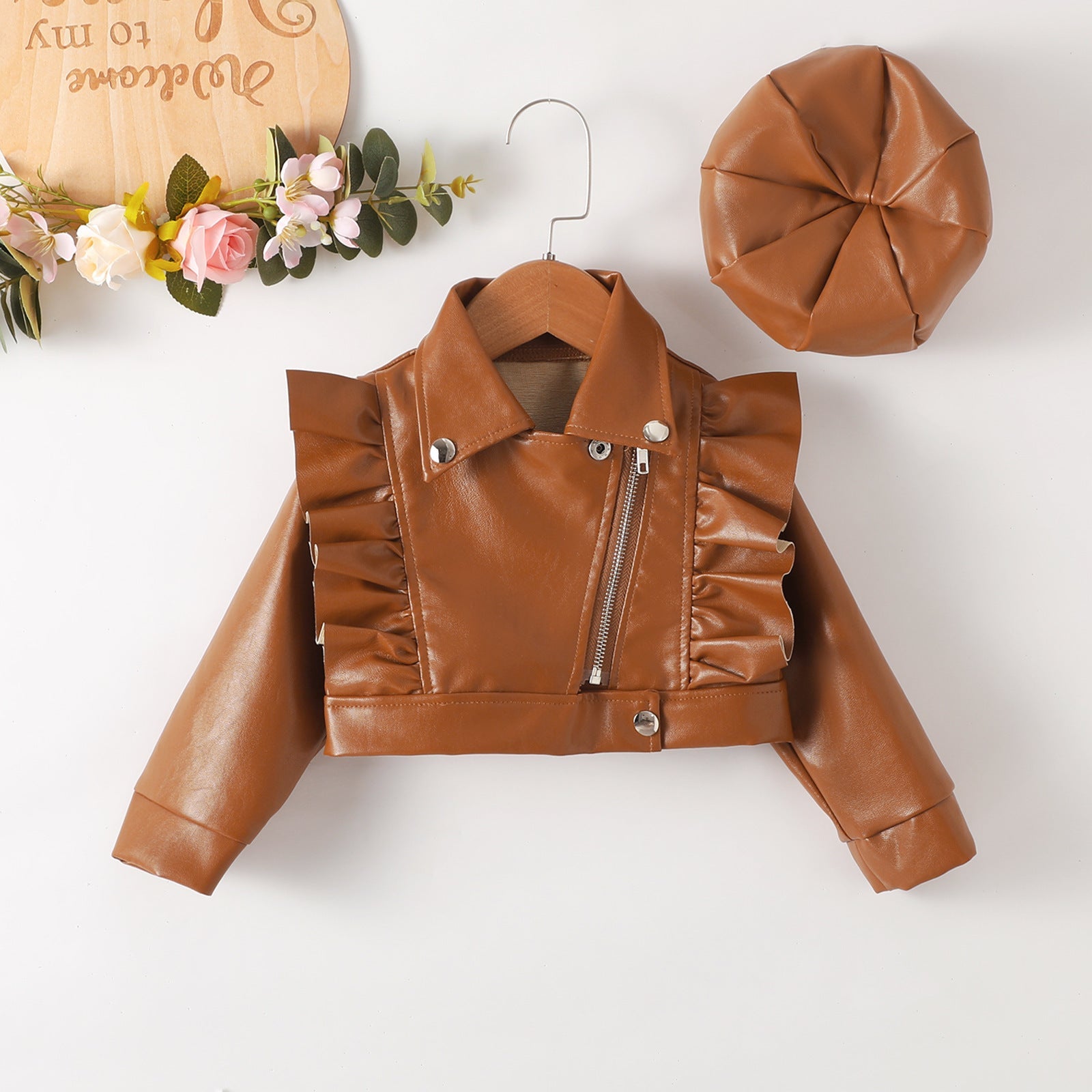Judy Ruffle Leather Jacket - AZVA
