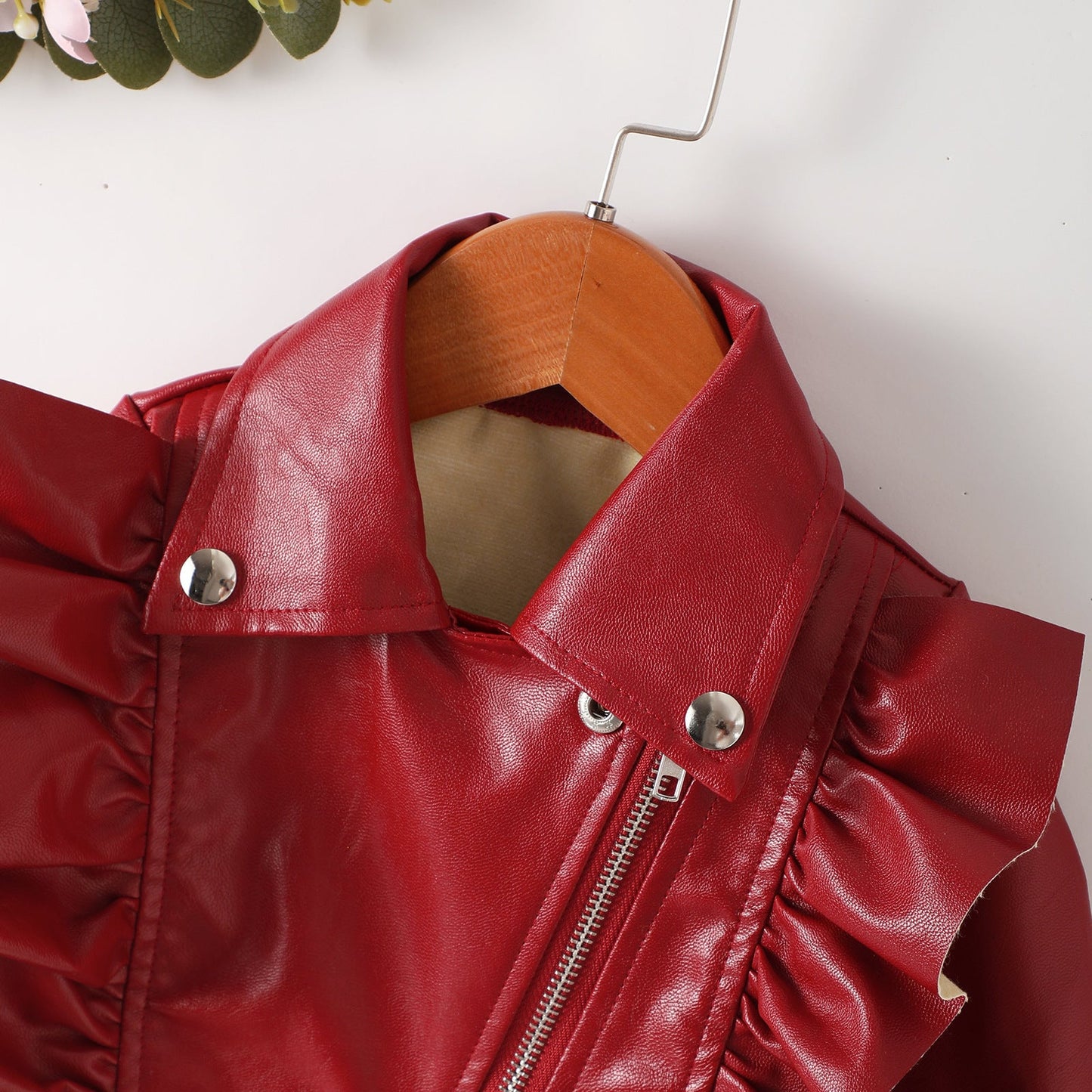 Judy Ruffle Leather Jacket - AZVA