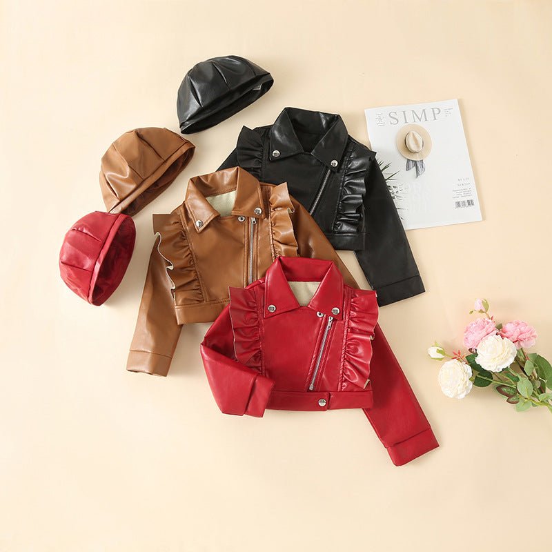 Judy Ruffle Leather Jacket - AZVA