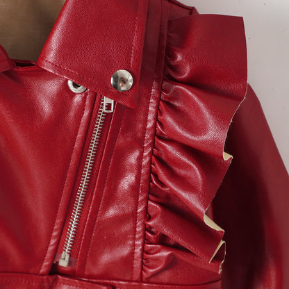 Judy Ruffle Leather Jacket - AZVA