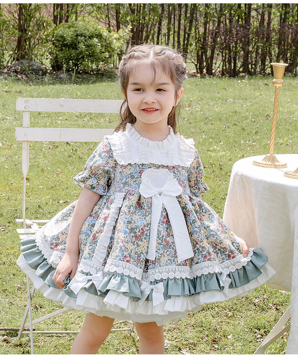Lolita Girls Floral Short Sleeve Dress - AZVA