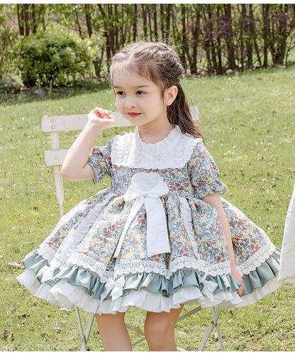 Lolita Girls Floral Short Sleeve Dress - AZVA