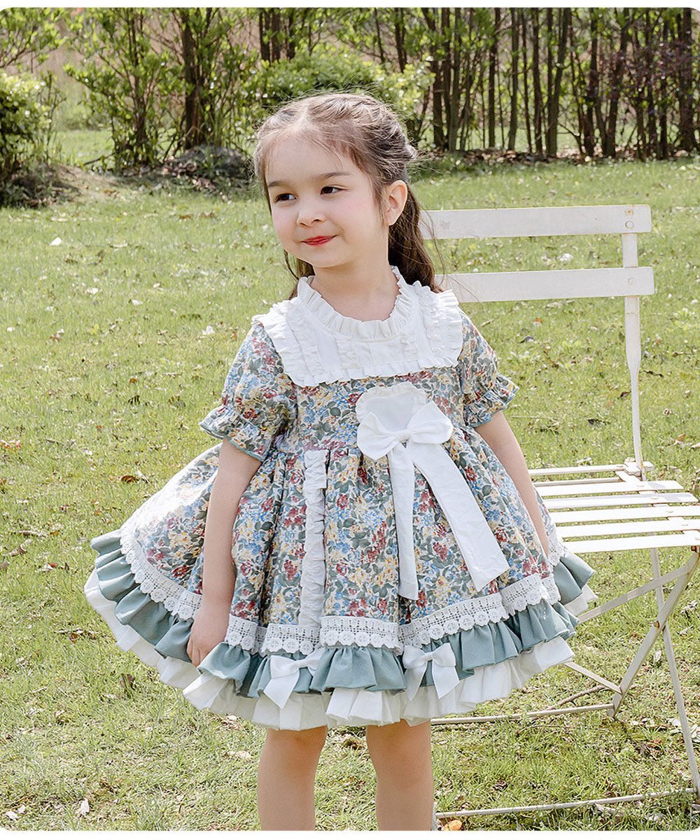 Lolita Girls Floral Short Sleeve Dress - AZVA