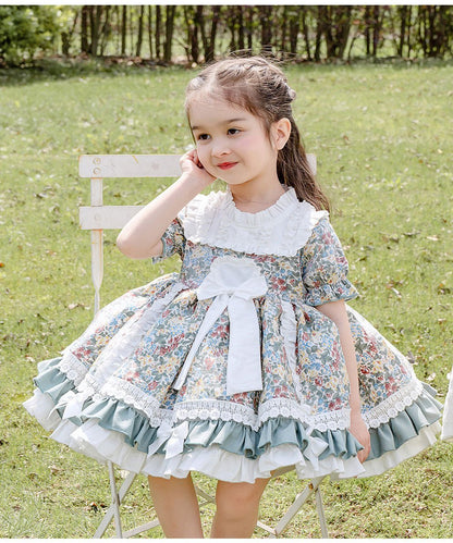 Lolita Girls Floral Short Sleeve Dress - AZVA