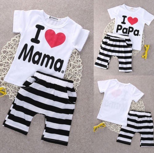 Mama/Papa T-shirt Pants Set - AZVA